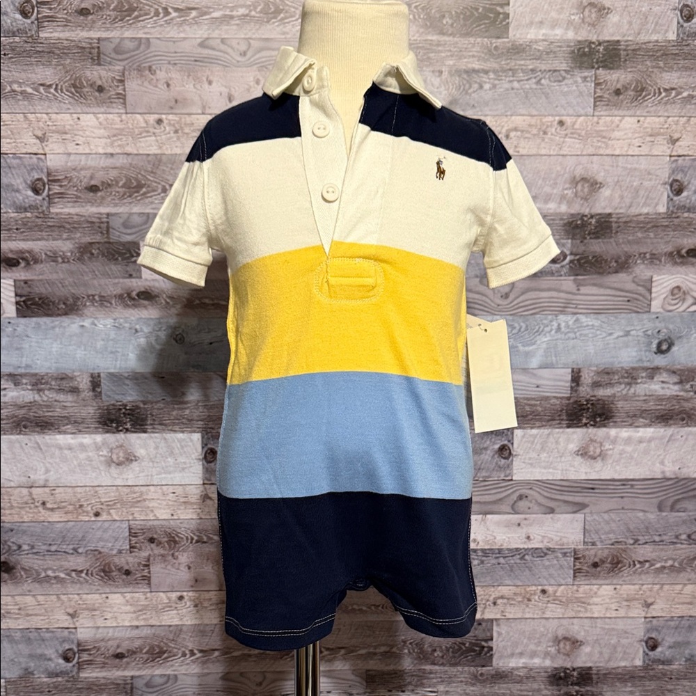 New! Polo by Ralph Lauren Kids Striped Polo Onesie.